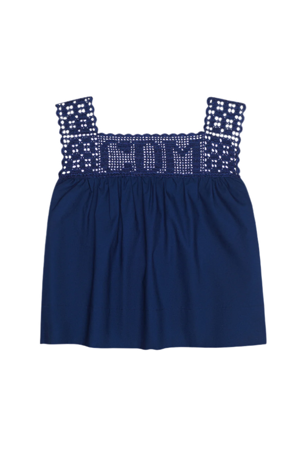 Heirloom Poplin Blouse - Navy