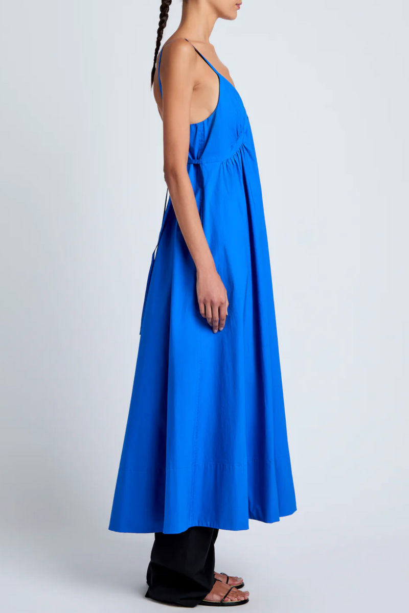 Barker Dress in Stretch Poplin - Cyan