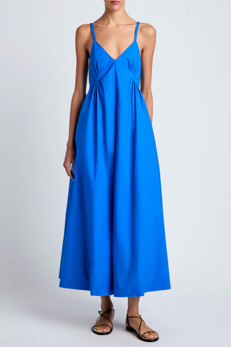 Barker Dress in Stretch Poplin - Cyan