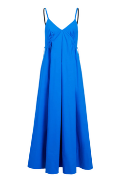 Barker Dress in Stretch Poplin - Cyan