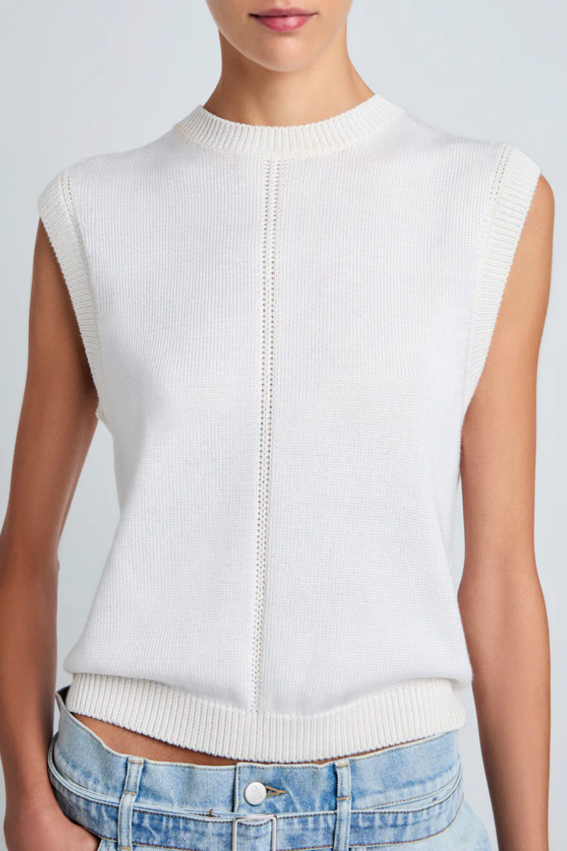 Emily Sweater in Plaited Viscose Rib - Off-White