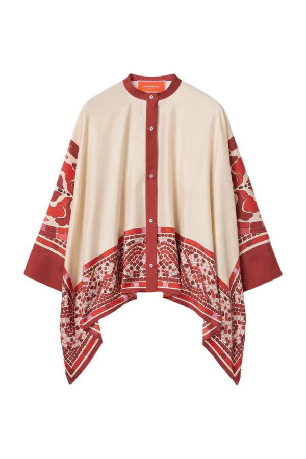 Foulard Shirt - Cobra Placée Red in Silk Twill