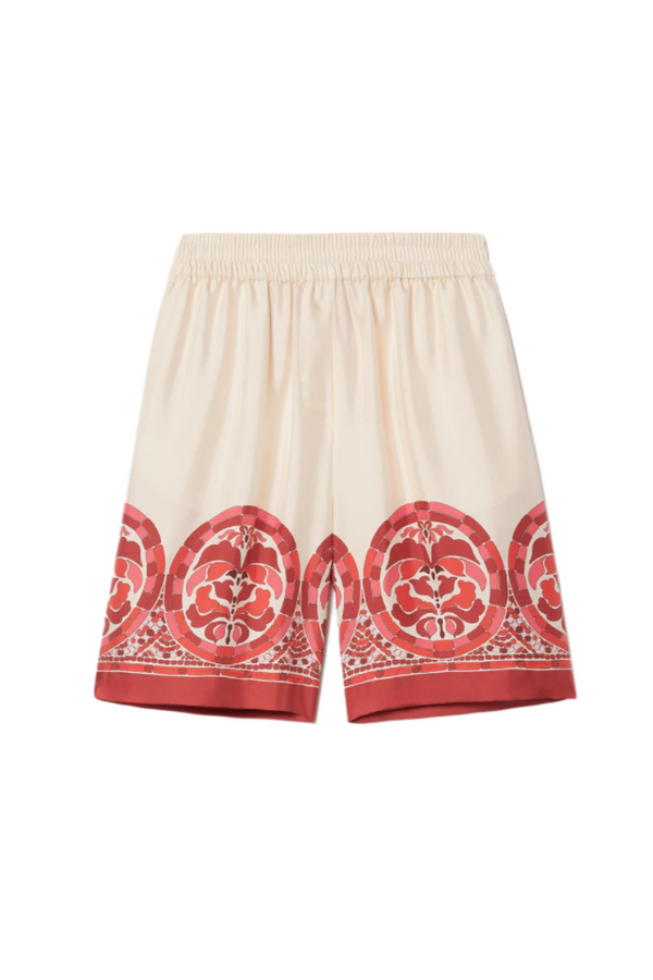 Palazzo Shorts - Cobra Placée Red in Silk Twill