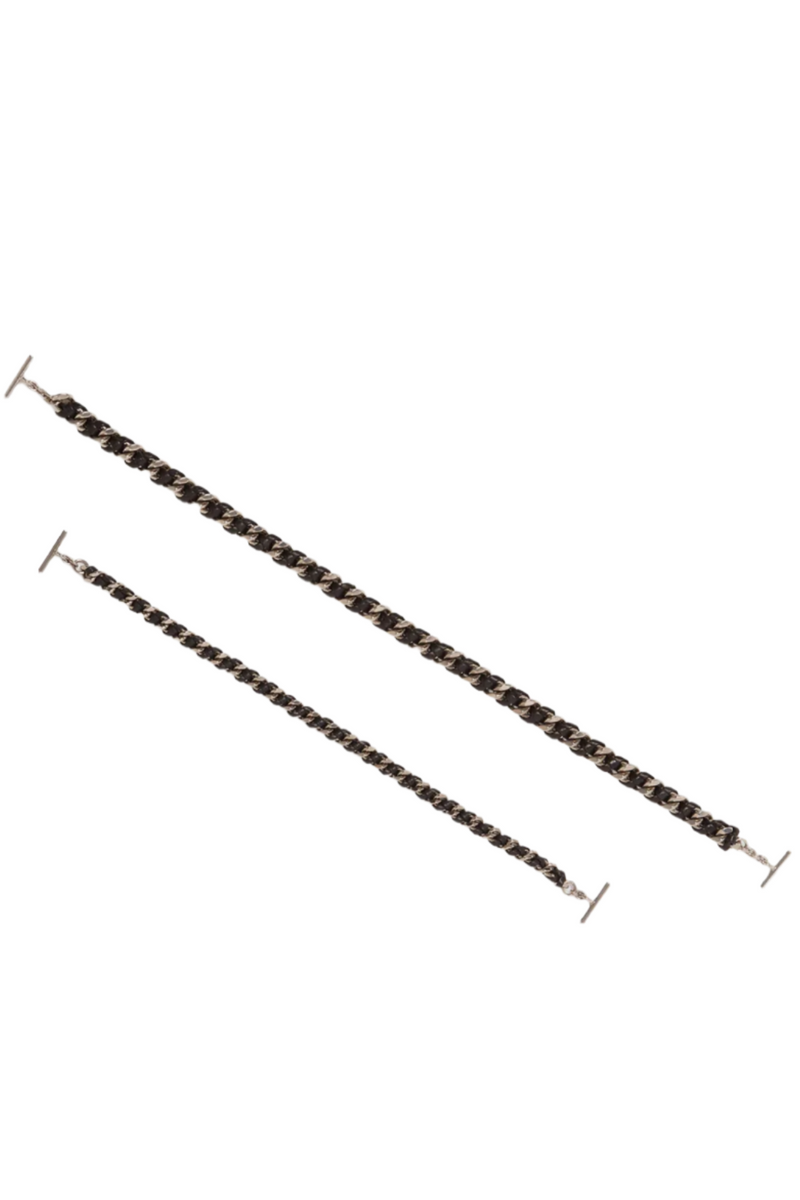 Large Chain Strap - Silver/Black Leather