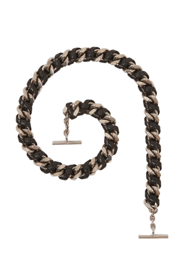 Large Chain Strap - Silver/Black Leather