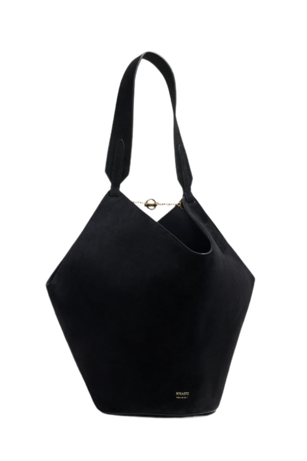Lotus Small Tote - Black Suede