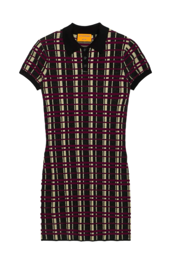 Plaid Polo Dress - Black Combo