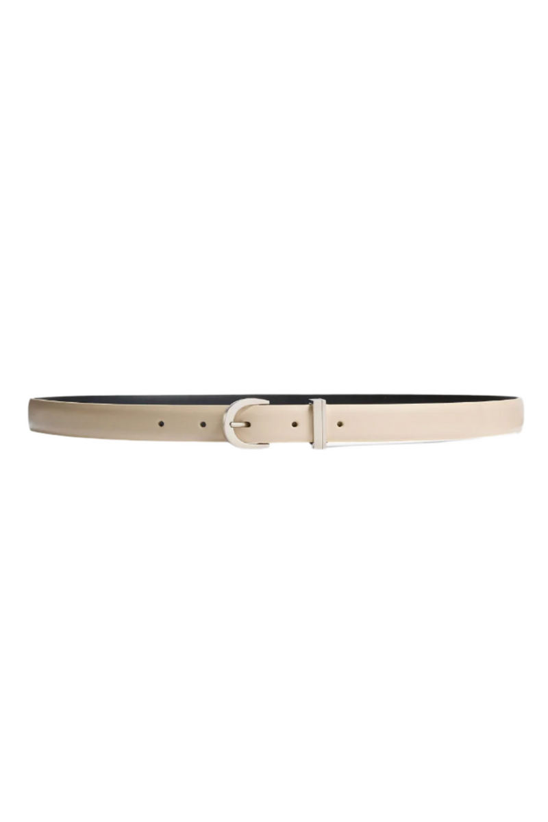 Luna Belt in Dark Ivory Leather with Silver