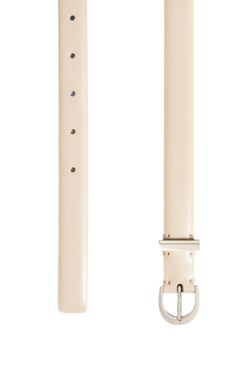 Luna Belt in Dark Ivory Leather with Silver