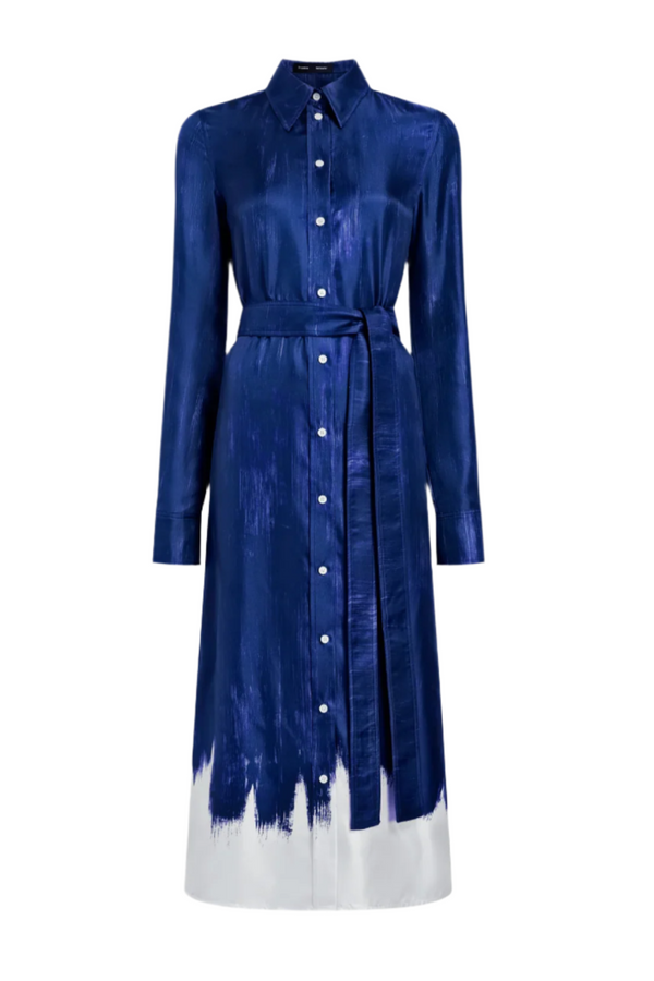 Amaya Dress in Double Printed Silk Twill - Cobalt Multi