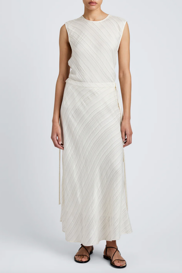 Kaia Skirt in Woven Stripe Flou - Chalk/Black