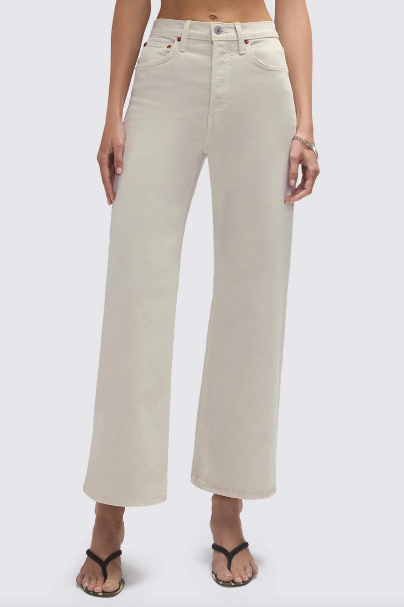 High Rise Wide Leg Crop - Pebble
