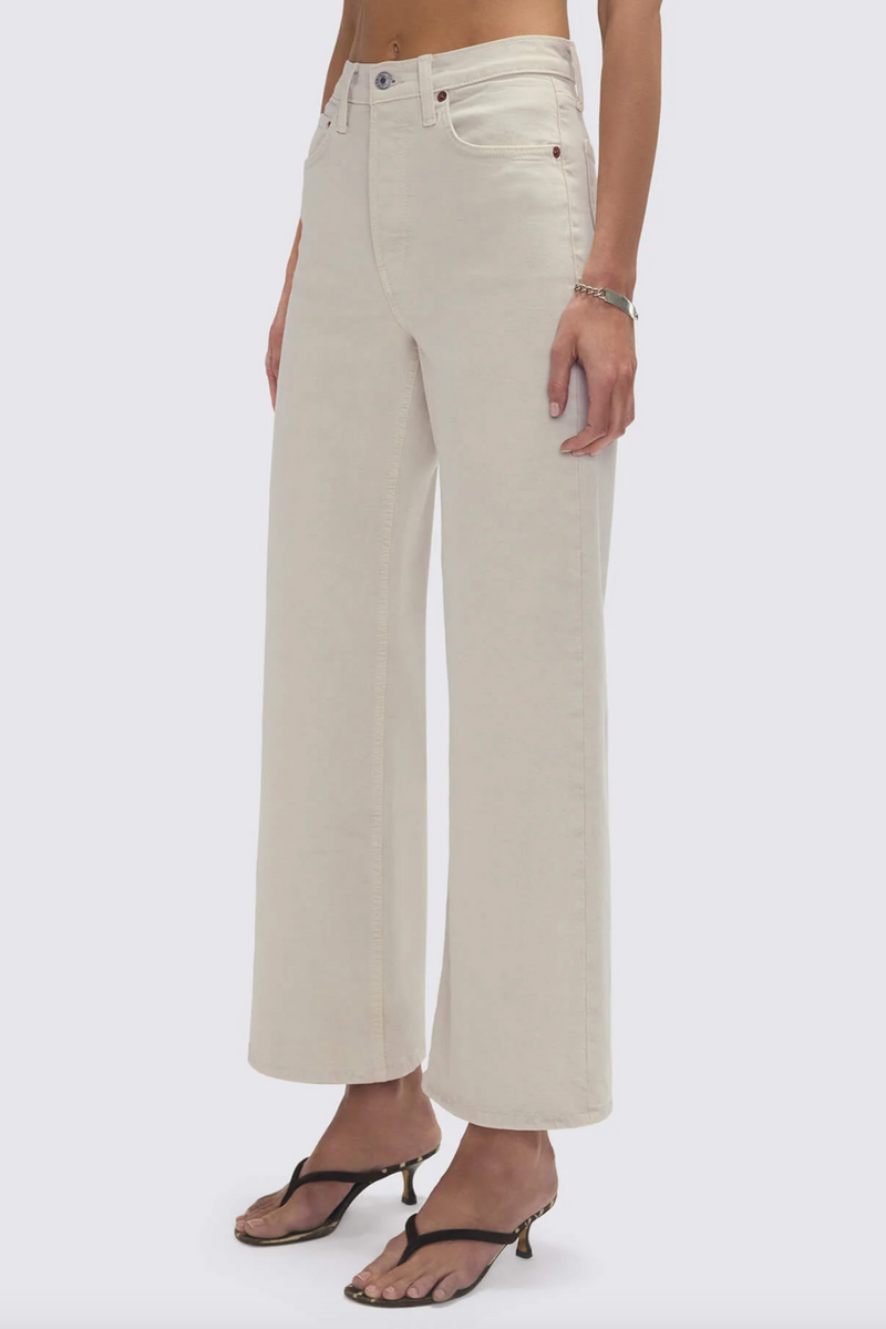 High Rise Wide Leg Crop - Pebble