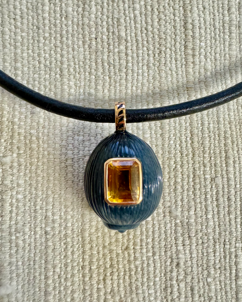 Carved Coquito & Emerald Cut Citrine