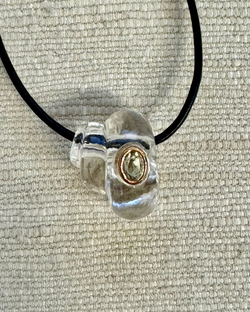 Carved Crystal Turbo Bead with Sillimanite