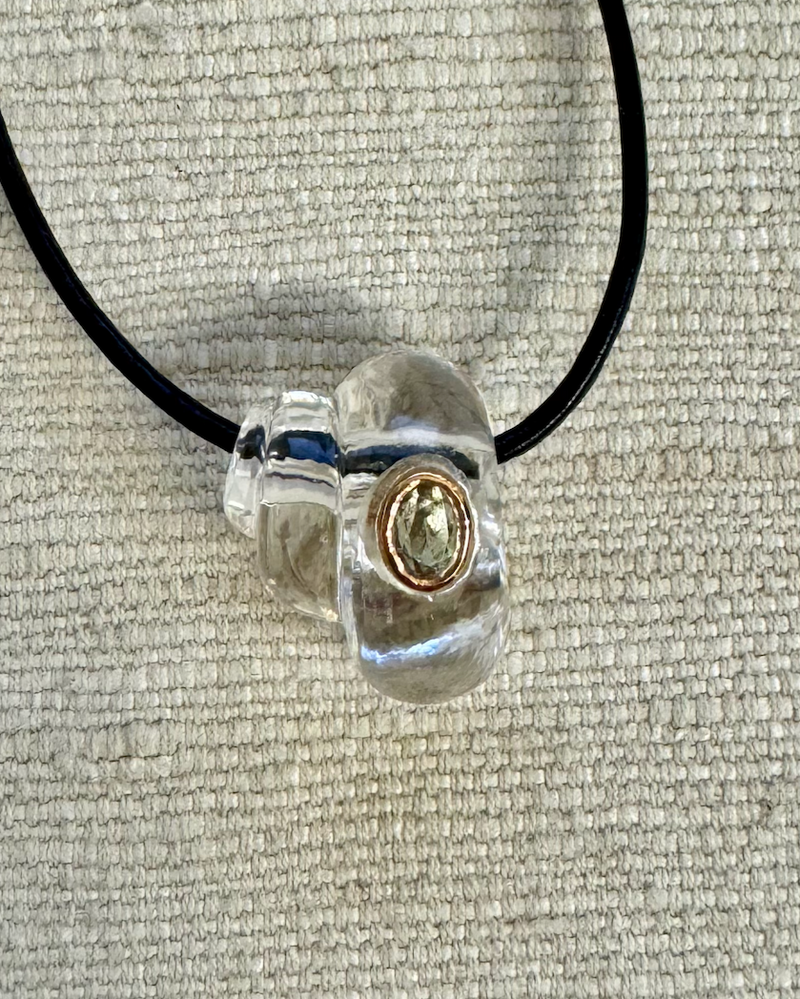 Carved Crystal Turbo Bead with Sillimanite
