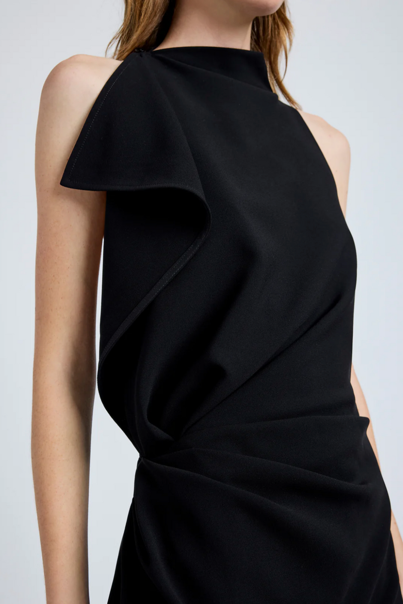 Devyn Dress in Matte Double Crepe - Black