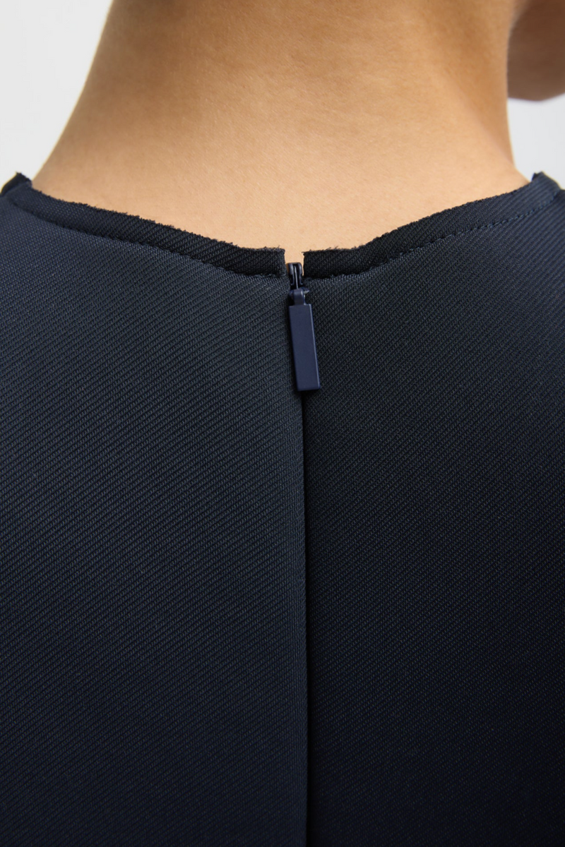 Bonded Twill Sleeveless Sculpt Dress - Navy Multi