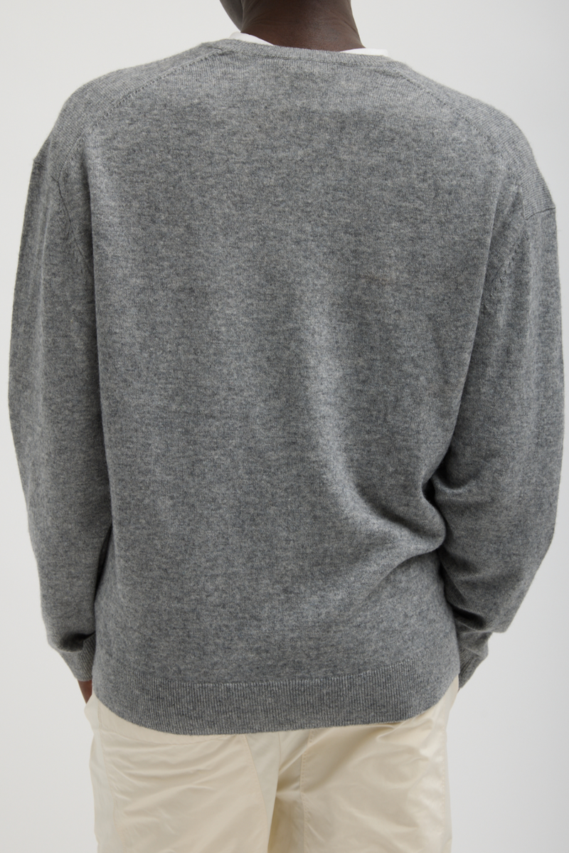Washable Cashmere Easy V Neck Sweater - Heather Grey