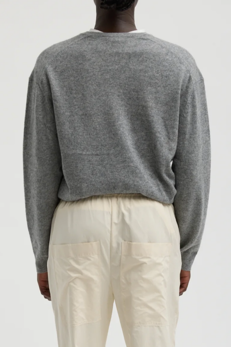 Washable Cashmere Easy V Neck Sweater - Heather Grey