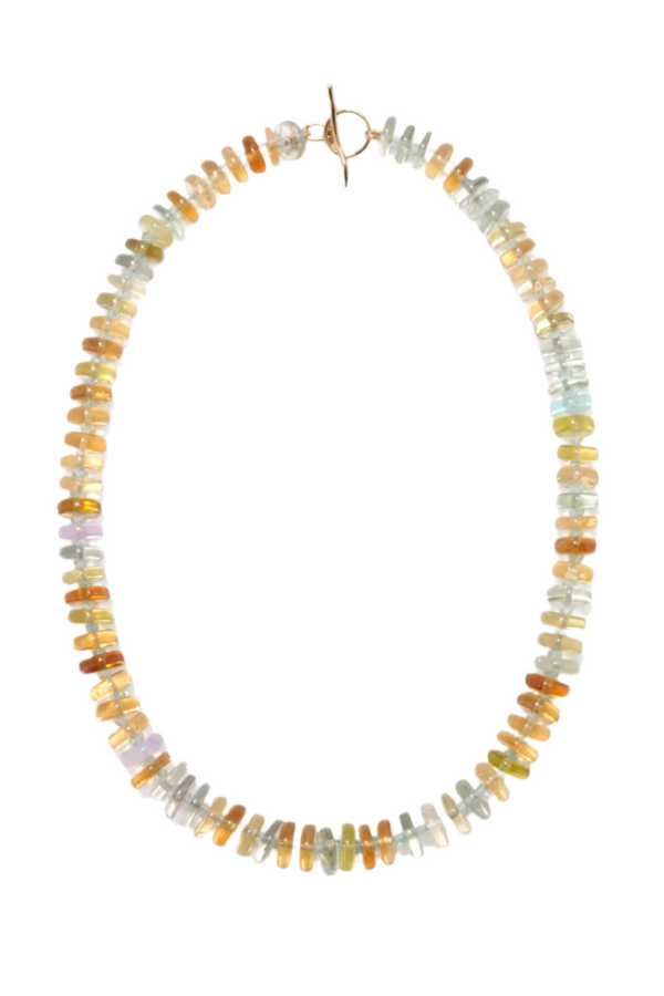 Mixed Semiprecious Stone, Aquamarine & 14k Gold Necklace