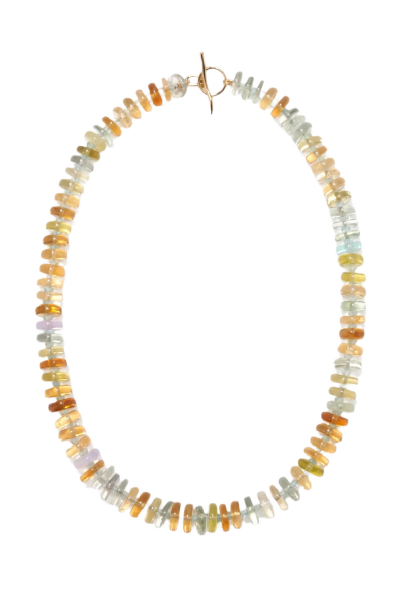 Mixed Semiprecious Stone, Aquamarine & 14k Gold Necklace