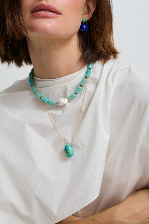 Constance Necklace in Brazilian Amazonite - Green
