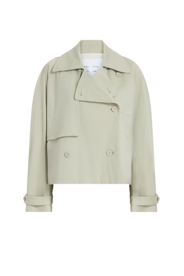 Yasmin Cropped Trench in Cotton - Sage