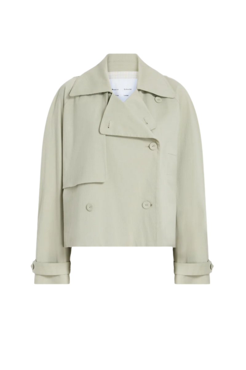Yasmin Cropped Trench in Cotton - Sage