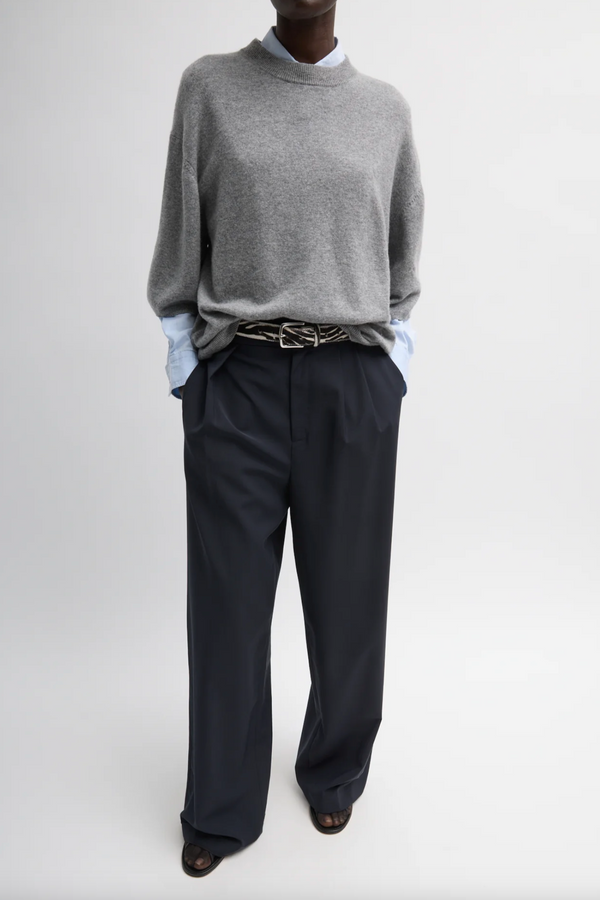 Washable Cashmere Oversized Easy T-Shirt - Heather Grey