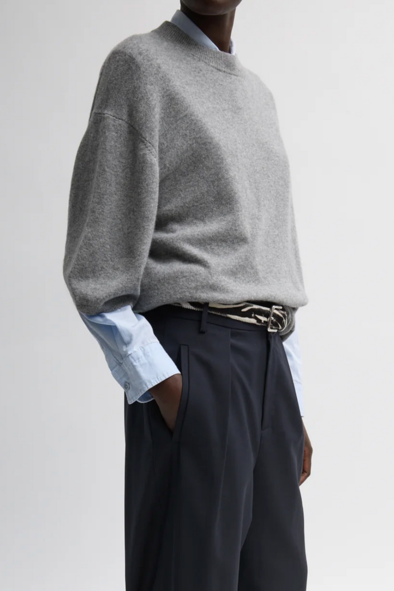 Washable Cashmere Oversized Easy T-Shirt - Heather Grey