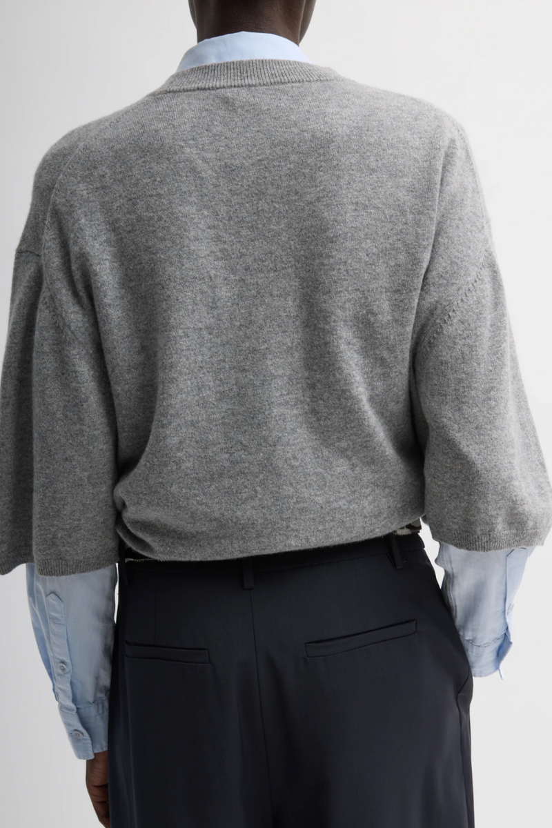 Washable Cashmere Oversized Easy T-Shirt - Heather Grey