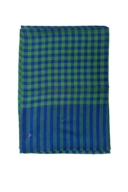 Non-Embroidered Cashmere Scarf - Green/Purple Check