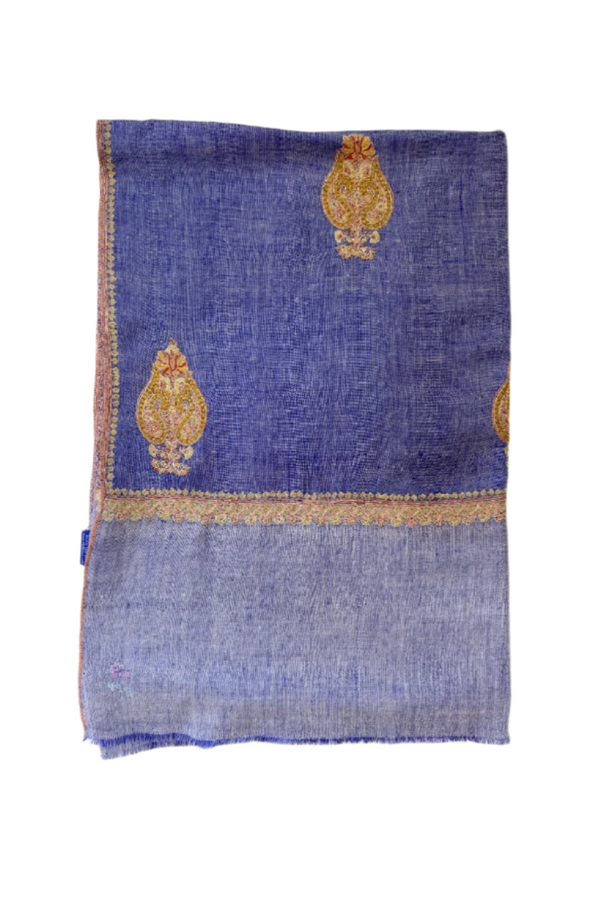 All Over Embroidered Cashmere Scarf - Heather Purple