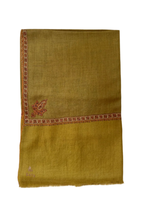 Embroidered Border Scarf - Chartreuse