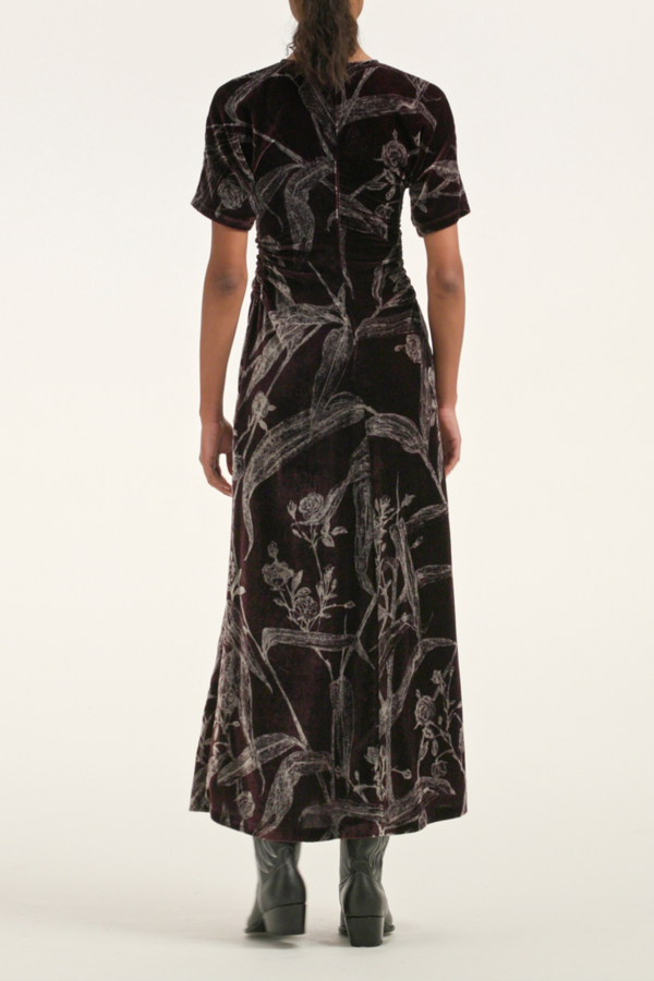 Angelica Dress in Velvet Devoré - Bamboo