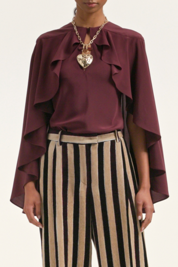 Magic Top in Crepe De Chine Silk - Burgundy