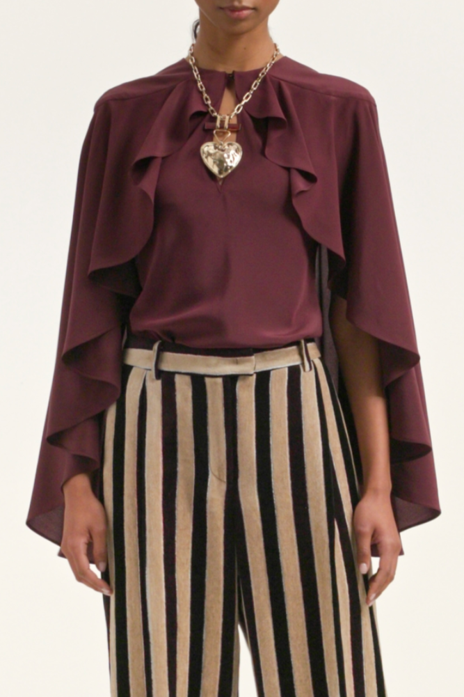 Magic Top in Crepe De Chine Silk - Burgundy