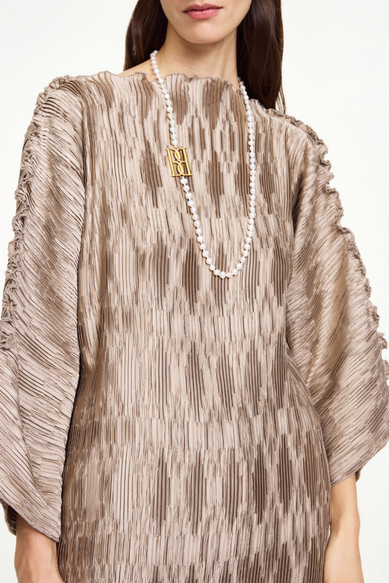 Trailado Pleated Maxi Dress - Cobblestone
