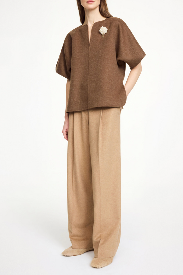 Elsa Wool Trousers - Medium Beige Melange