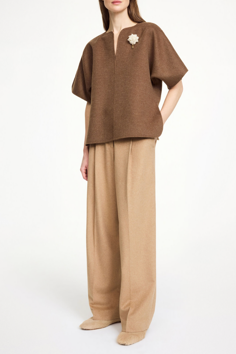 Elsa Wool Trousers - Medium Beige Melange
