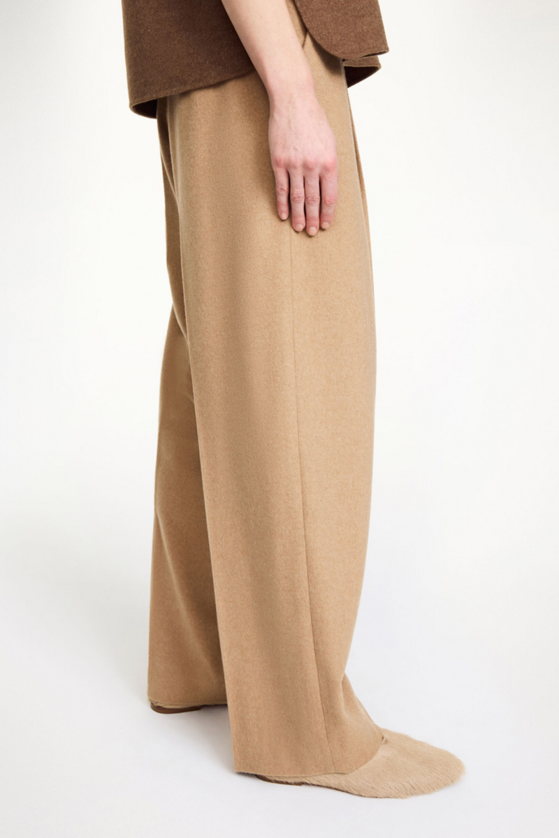 Elsa Wool Trousers - Medium Beige Melange