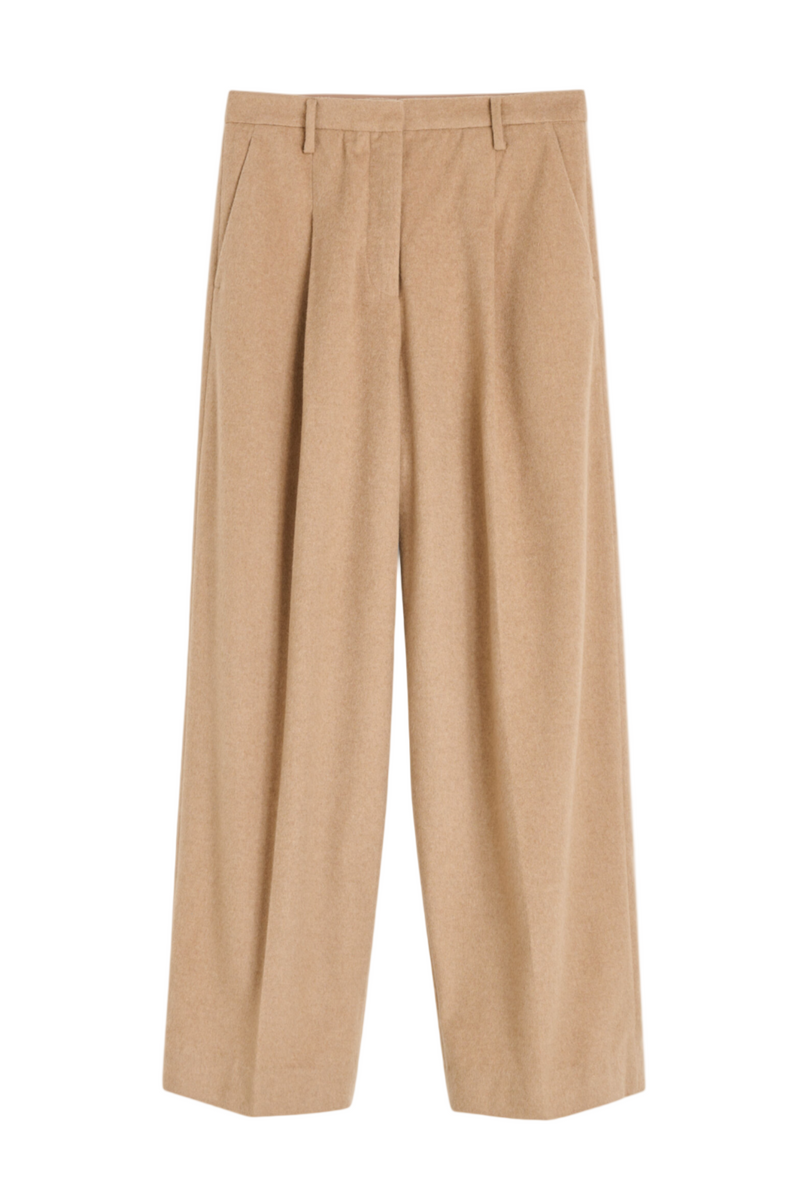 Elsa Wool Trousers - Medium Beige Melange