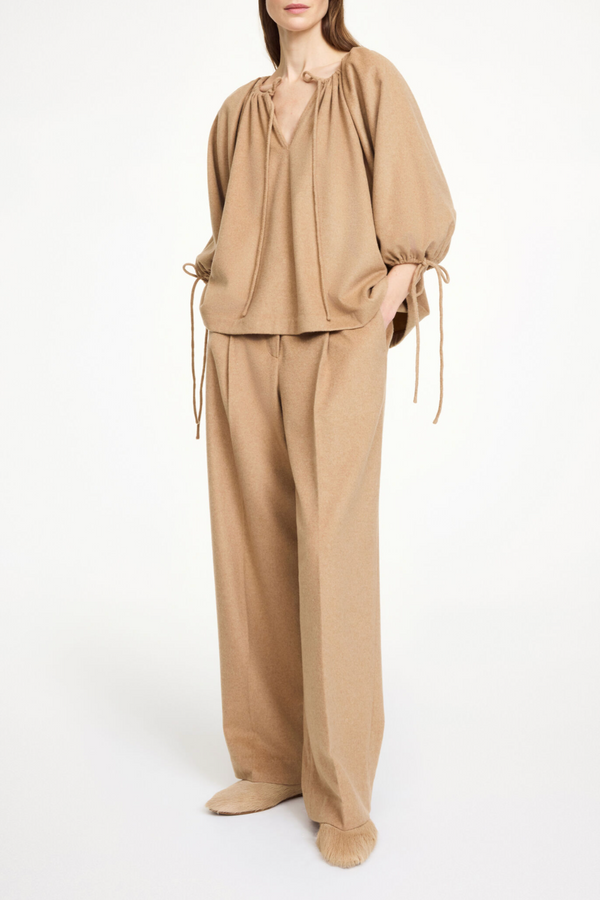 Lilyrose Wool Blouse - Medium Beige Melange