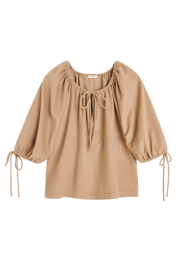 Lilyrose Wool Blouse - Medium Beige Melange