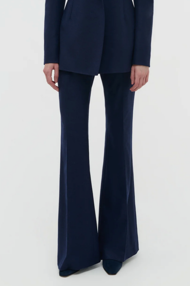 Rhein Pant Flare Pant in Wool Cashmere Flannel - Navy