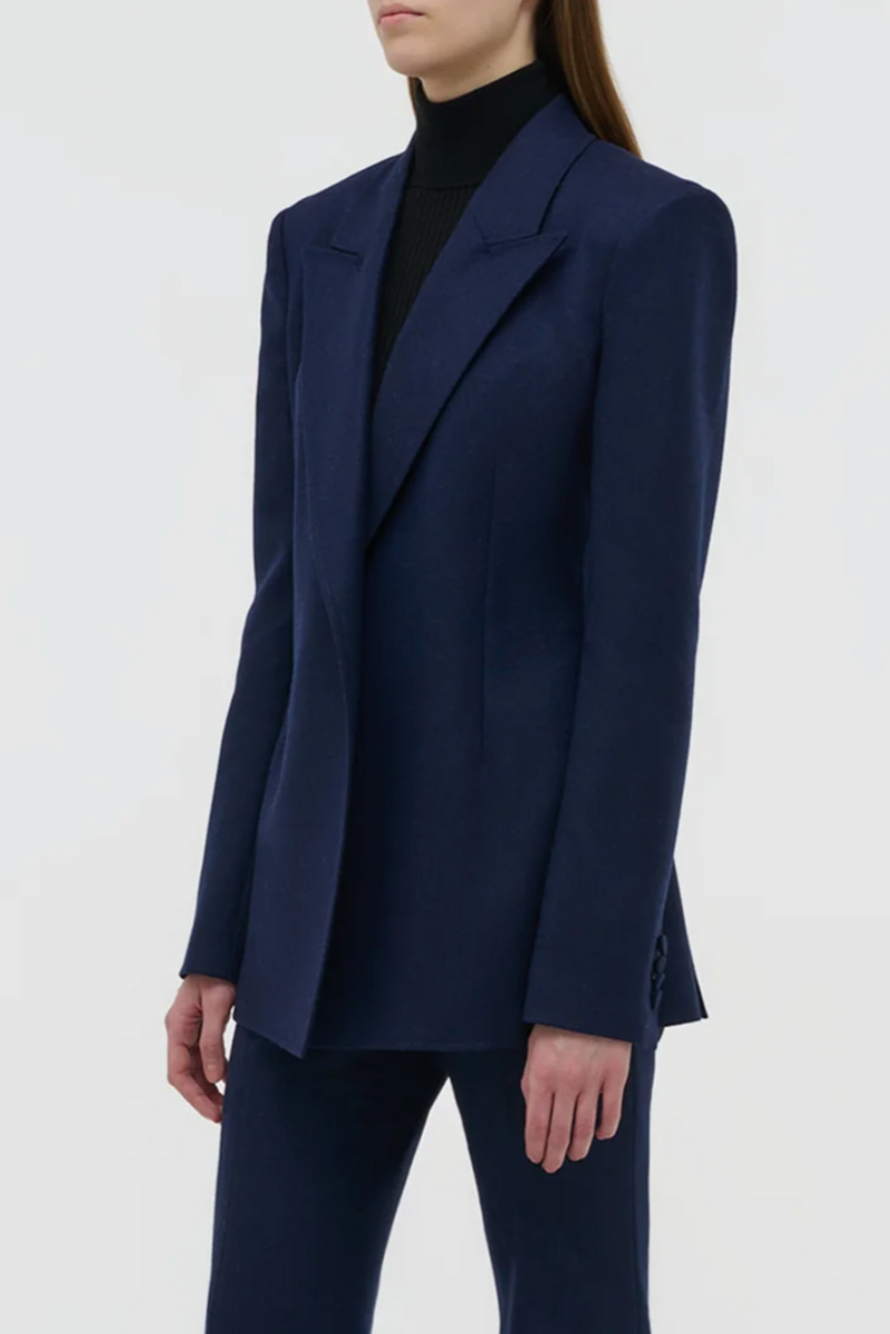 Mairi Blazer in Wool Cashmere Flannel - Navy