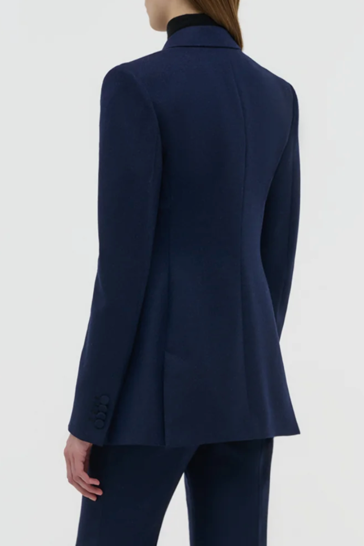 Mairi Blazer in Wool Cashmere Flannel - Navy