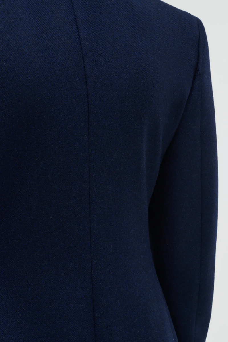 Mairi Blazer in Wool Cashmere Flannel - Navy