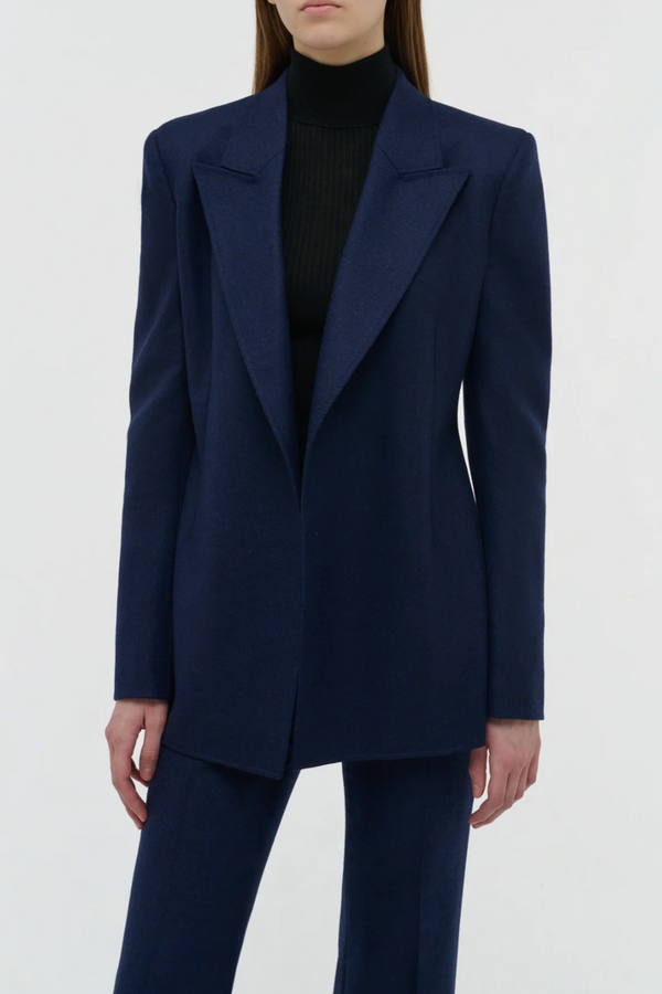 Mairi Blazer in Wool Cashmere Flannel - Navy